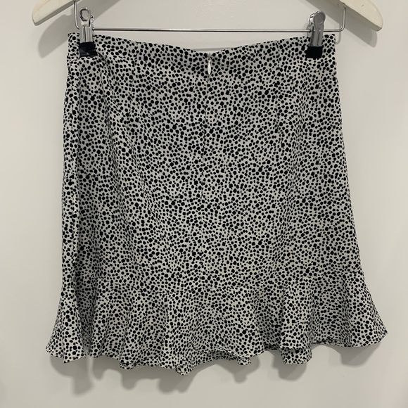 AVA Black & White Dalmatian Print Wrap Ruffle Skirt Cute Casual Party Skirt Sz 8 - Picture 5 of 7